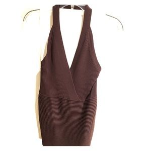 August silk brown halter top